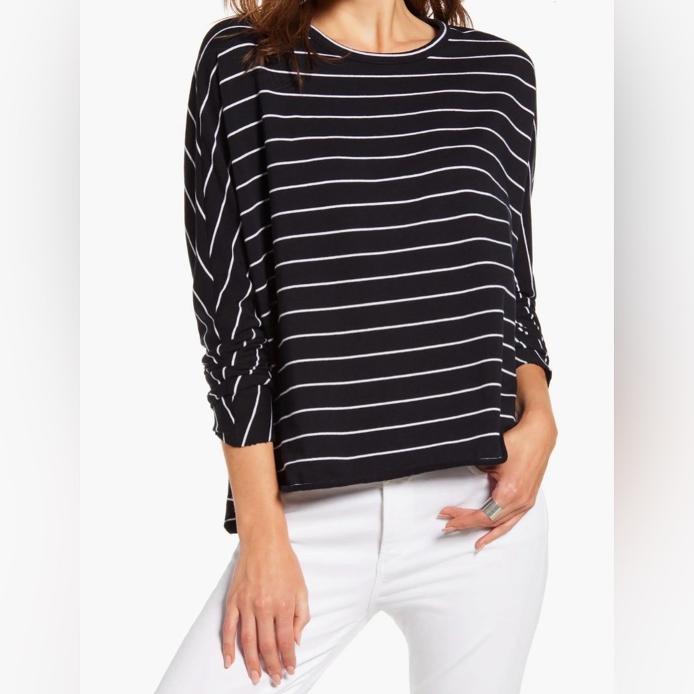 FRANK & EILEEN Tee Lab Oversize Stripe Sweatshirt Small